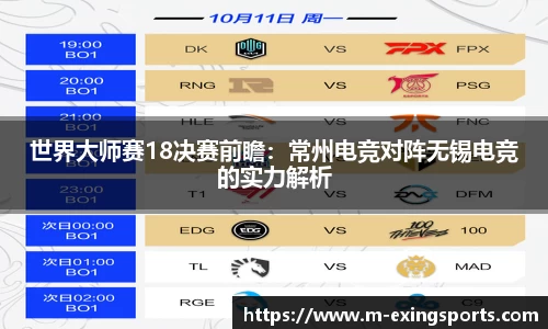 世界大师赛18决赛前瞻：常州电竞对阵无锡电竞的实力解析