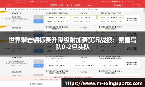 世界攀岩锦标赛升降级附加赛实况战报：秦皇岛队0-2包头队